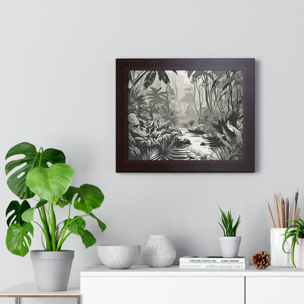 Wall Decor, Jungle Scene, Framed Wall Hanging, Black Shadow Print, Nature Scene Picture, Living Room Poster, Office Scenery