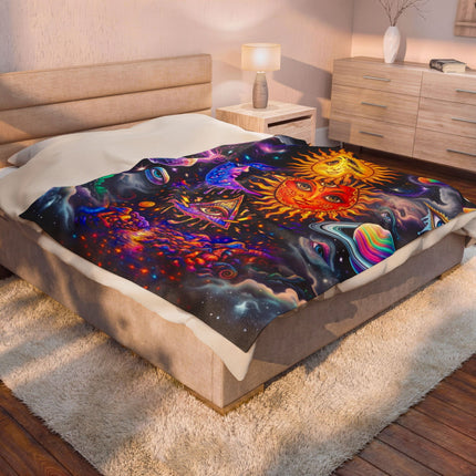 MINDFUL EYES OF THE SUNS AND MOON Psychedelic Blanket