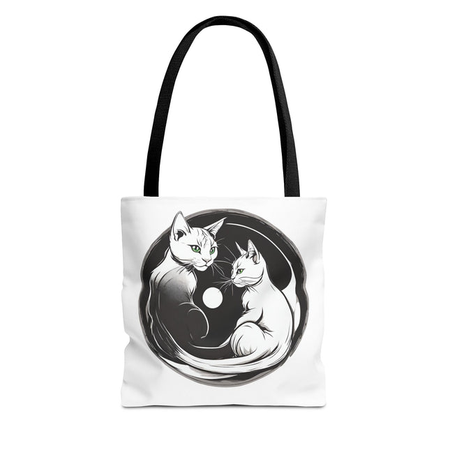 Cat Tote Bag | Moon Light Cats | Emerald Green Eyes Grocery Bag | Moonlit Mews Print Shopping Bag | Two Sided Office Carrier