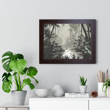 Wall Decor, Jungle Scene, Framed Wall Hanging, Black Shadow Print, Nature Scene Picture, Living Room Poster, Office Scenery