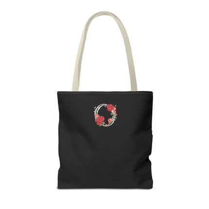 Custom Letter Personalized Tote | Rose Flowered Grocery Travel Bag | Floral Print Roses Office Laptop & Books or Exercise Overnight Carrier