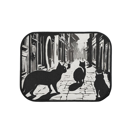 Car Decor | Cat Floor Mat | Town Cats Auto Carpet | Shadow Cat Alley Felines Automobile Art | Daily Travel | Car Lovers Gift