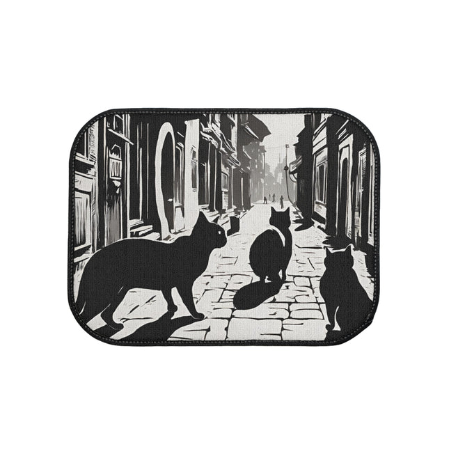 Car Decor | Cat Floor Mat | Town Cats Auto Carpet | Shadow Cat Alley Felines Automobile Art | Daily Travel | Car Lovers Gift