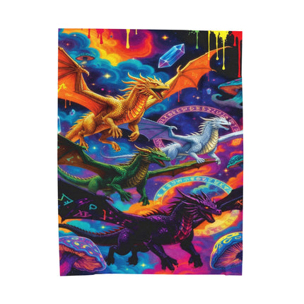 PSYCHEDELIC DRAGON QUAD Trippy Mushroom Blanket