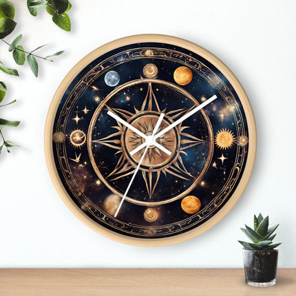 MOON PHASES SOLSTICE Wall Clock - Wiccan Lunar Cycle Pagan Decor