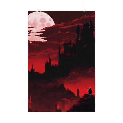 Castlevania Simon Belmont Video Game Room Inspired Wall Decor | The Cursed Night Begins Poster | Dracula Castle Vampire Night Wall Hanging