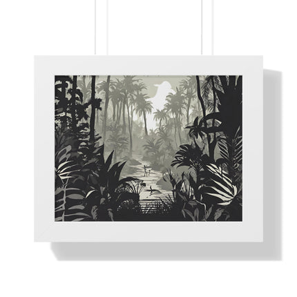 Wall Decor, Jungle Scene, Framed Wall Hanging, Black Shadow Print, Nature Scene Picture, Living Room Poster, Office Scenery
