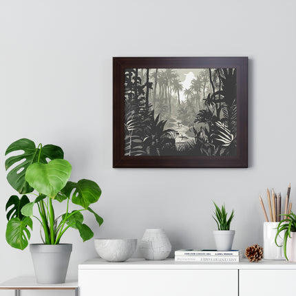 Wall Decor, Jungle Scene, Framed Wall Hanging, Black Shadow Print, Nature Scene Picture, Living Room Poster, Office Scenery
