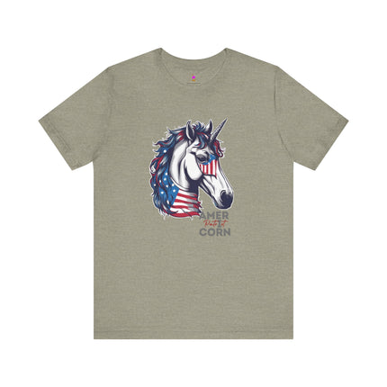 AMERiCORN PATRIOT Patriotic Unicorn T-shirt (No sleeve print) - Freedom Loving Unicorn Tee