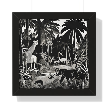 Animal Kingdom Print, Jungle Wall Decor, Elephant Picture, Shadow Wall Hanging, Giraffe Picture, Living Room Poster, Office Scenery