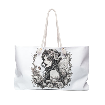 Flower Fantasy Butterfly Fairy Travel Gift Bag, Mushroom Flower Garden Princess Maiden Weekend Bag, Mystical Beauty Tote