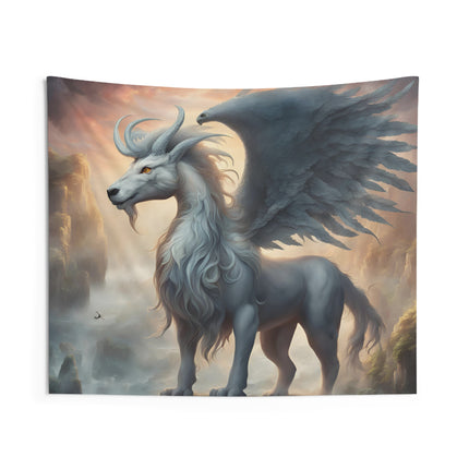 Majestic Myths Wall Art Decor | Pegasus Horned Winged Horse Tapestry | Sky Cloud Fantasy Game Room Hanging | Mythological Bed Room Gift
