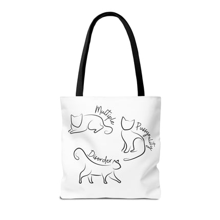 Cat Tote Bag | Cat Lovers Gift Bag | Multiple PUSSYNALITY Disorder Grocery Bag | Mental Health Humor | Two Sided Animal Owner Tote
