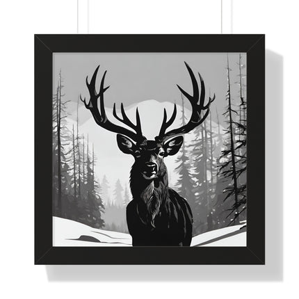 MAJESTIC BUCK WINTER SCENE - Deer Hunter Framed Wall Art
