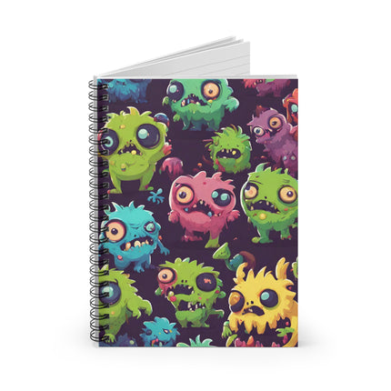 Kids Monster Fun Spiral Notebook | Gross Out Furry Creatures Colorful Rule Line Paper | Cute Fuzzy Little Monsters Child Beast Journal