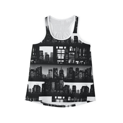 City Night Life Skyline Womens Tanks | Relax Tanks or Yoga Sleeveless Top | Girls Weekend Lounge Tank Shirt | Comfort Workout Gift