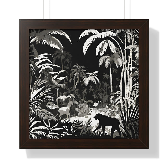 ANIMAL KINGDOM JUNGLE SCENE - Wildlife Shadow Framed Wall Art