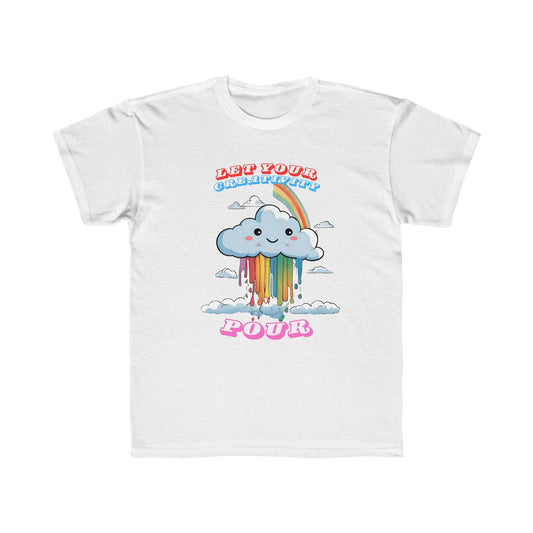 Girls Youth Regular Fit Tee, Motivational Girls Shirt, Inspirational Artist Tee, Rainbow Cloud T Shirt, Cute Girls Bright Graphic Tee