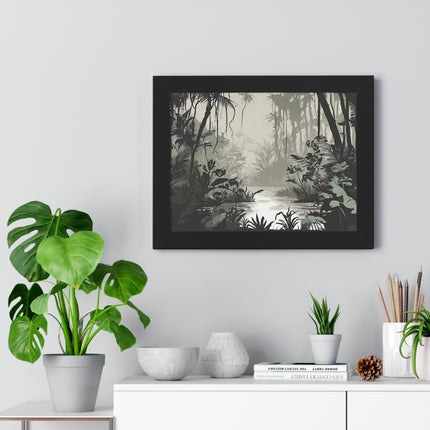 Wall Decor, Jungle Scene, Framed Wall Hanging, Black Shadow Print, Nature Scene Picture, Living Room Poster, Office Scenery