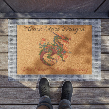 PLEASE START DRAGON YOUR SHOES BEFORE ENTERING Doormat