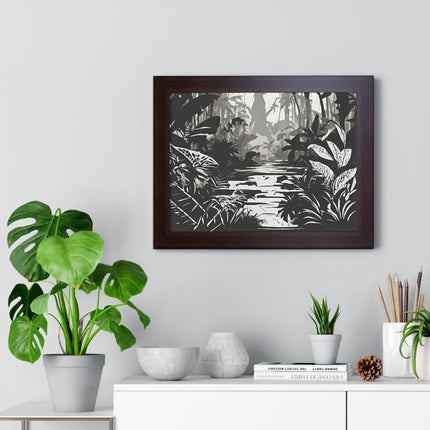 Wall Decor, Jungle Scene, Framed Wall Hanging, Black Shadow Print, Nature Scene Picture, Living Room Poster, Office Scenery