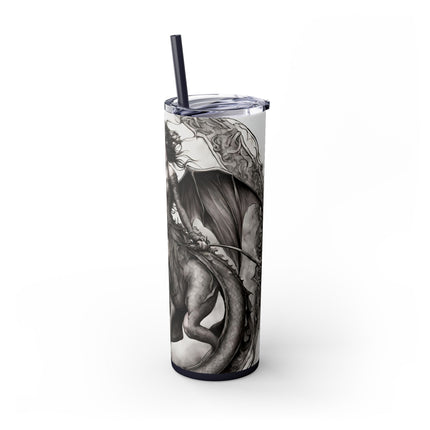 GOTHIC MEDIEVAL FLYING DRAGON Skinny Tumbler - Mutating Lizard Woman Beast Dark Fantasy Cup