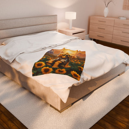 CRYSTAL ARMOR PUPPY Blanket - Sunflower Field Dog Plush Bed Cover Throw