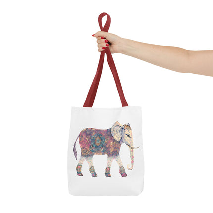 Elephant Lovers Tote | Majestic Color Pattern Custom Grocery Bag | Animal Gift Office Travel Carrier | Wild Woodland Business Traveler