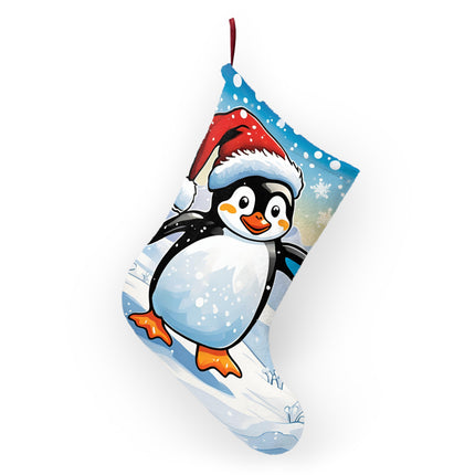 Christmas Stocking - Cute 2 Sided Snow Penguin and Shadow Design