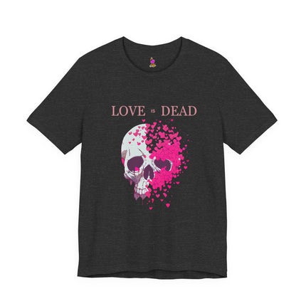 LOVE IS DEAD Skull and Hearts Hopeless Romantic T-Shirt - Dark Gothic Romance Tee