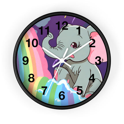 RAINBOW FALLS ELEPHANT Wall Clock - Kids Room Nursery Animal Decor