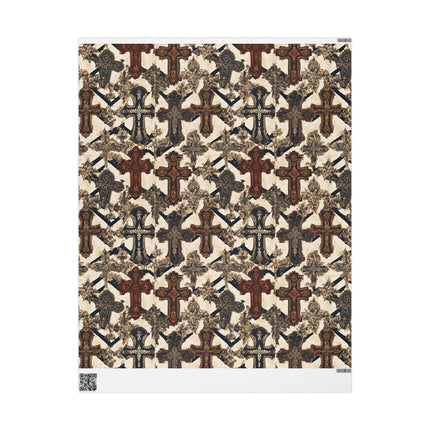 Beautiful Wrapping Paper, Cross Gift Wrap, Christmas Holiday Paper, Religious Gift Wrap, Gothic Wrapping Paper