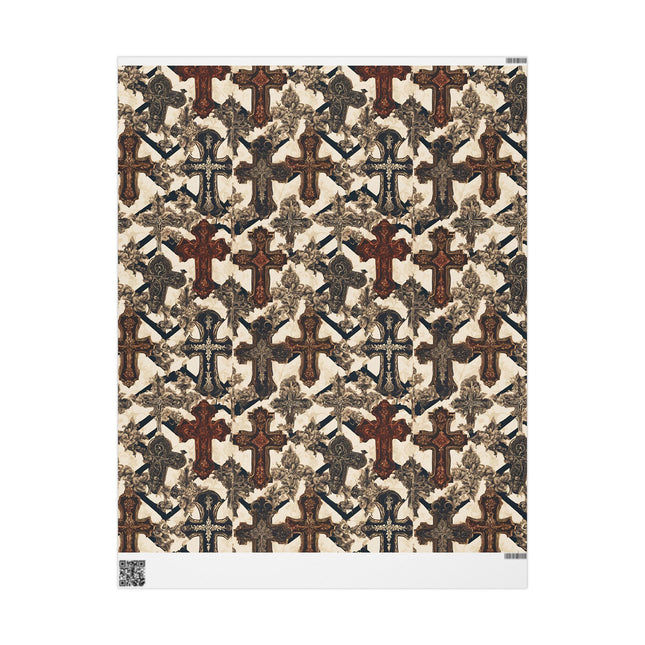 Beautiful Wrapping Paper, Cross Gift Wrap, Christmas Holiday Paper, Religious Gift Wrap, Gothic Wrapping Paper