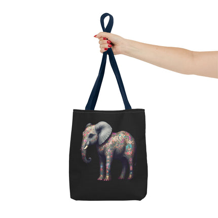 Elephant Gift Tote | Majestic Flower Pattern Grocery Bag | Animal Lovers Office Travel Carrier | Safari Kingdom Endangered Cotton Traveler