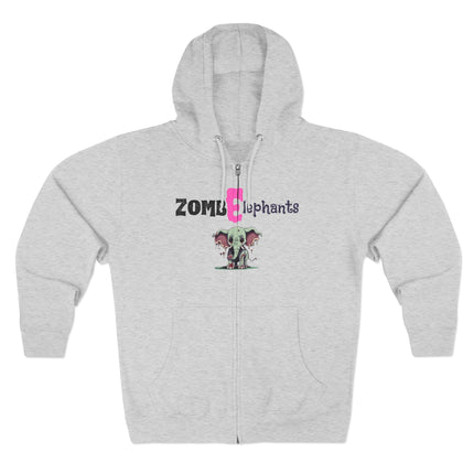 Gift Hoodie | ZombElephants Zombie Elephant Zip Jacket | Cute Anime Animal Coat | Living Dead Wacky Packages Style Wear
