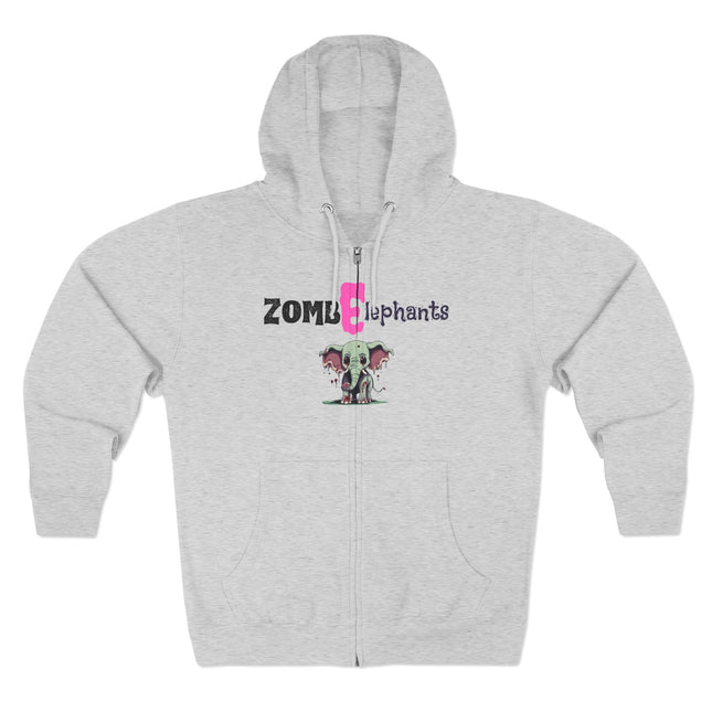 Gift Hoodie | ZombElephants Zombie Elephant Zip Jacket | Cute Anime Animal Coat | Living Dead Wacky Packages Style Wear