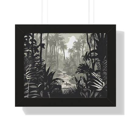 Wall Decor, Jungle Scene, Framed Wall Hanging, Black Shadow Print, Nature Scene Picture, Living Room Poster, Office Scenery