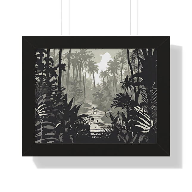 Wall Decor, Jungle Scene, Framed Wall Hanging, Black Shadow Print, Nature Scene Picture, Living Room Poster, Office Scenery