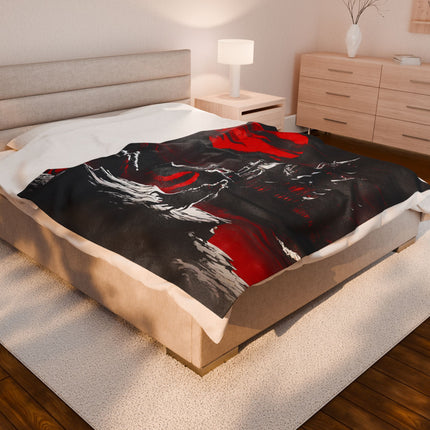 STANDING AT THE PRECIPICE OF EVIL Retro Vampire Castle Blanket - Vintage Video Game Inspired Throw