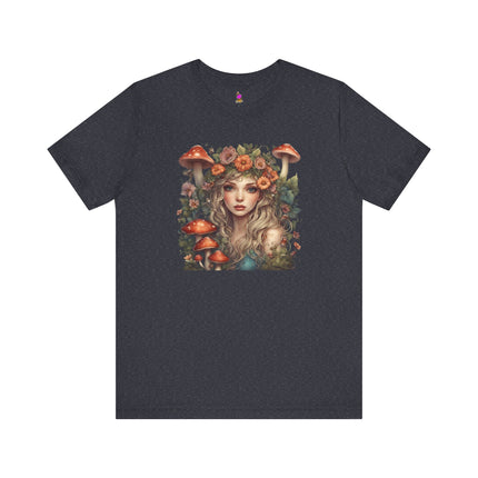 MUSHROOM FLOWER FANTASY MAIDEN Womens T-Shirt - Whimsical Fairy Art Tee