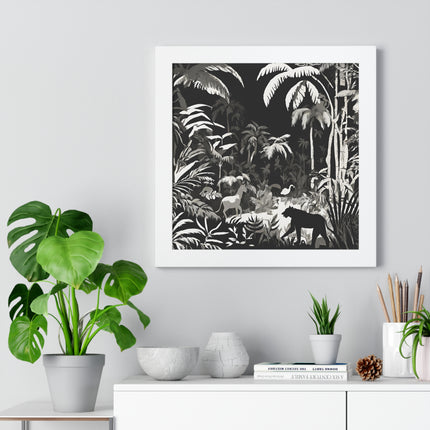 ANIMAL KINGDOM JUNGLE SCENE - Wildlife Shadow Framed Wall Art