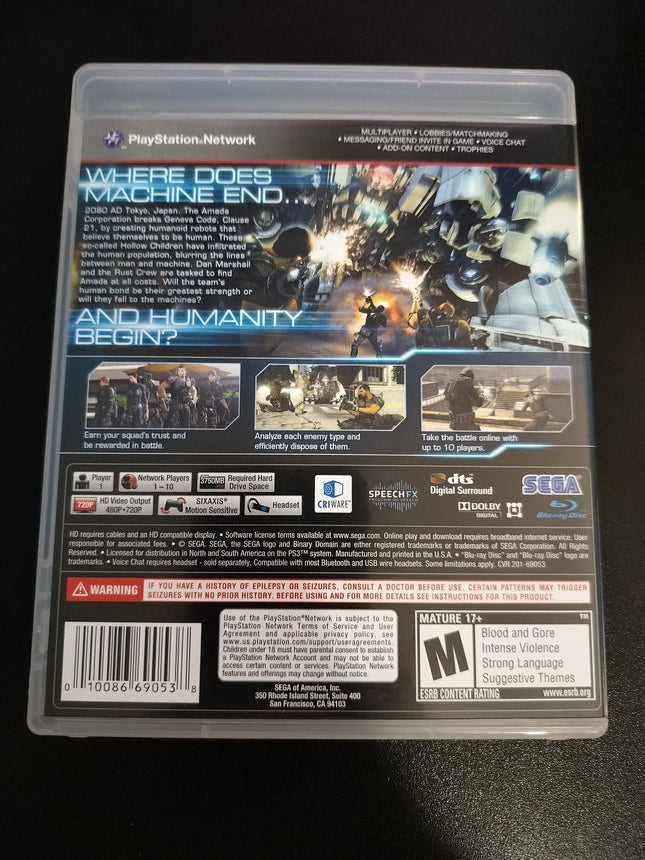 BINARY DOMAIN Playstation 3 PS3