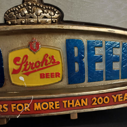 Stroh's Cold Beer 38" Vintage Plastic Large Wall Bar Sign Hanging