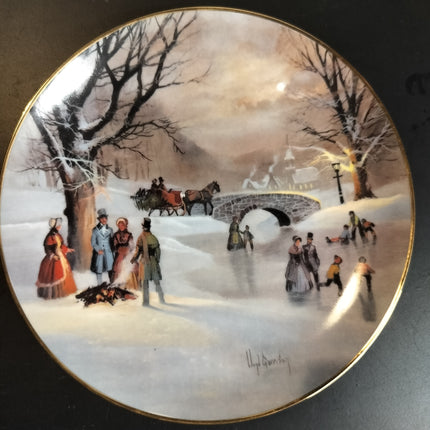 W.S. George Fine China Holiday Skaters 1987 Collectible Plate by Lloyd Garrison