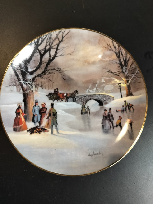 W.S. George Fine China Holiday Skaters 1987 Collectible Plate by Lloyd Garrison