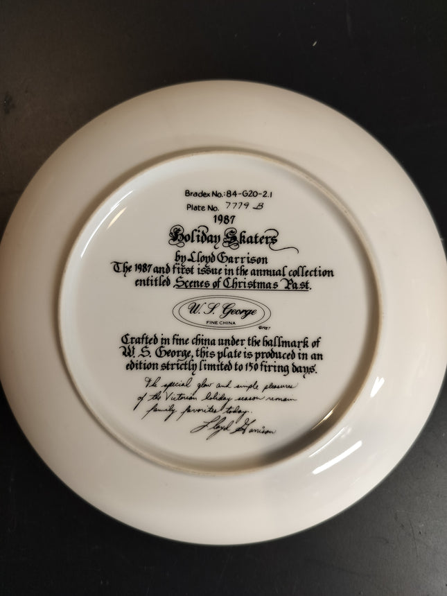 W.S. George Fine China Holiday Skaters 1987 Collectible Plate by Lloyd Garrison