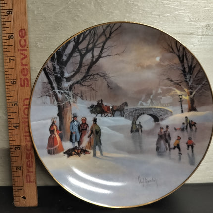 W.S. George Fine China Holiday Skaters 1987 Collectible Plate by Lloyd Garrison