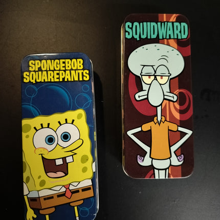 SpongeBob SquarePants and Squidward Empty Watch Tin Cases with Manuals