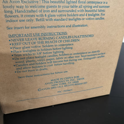 AVON Exclusive Lighted Floral Centerpiece New in Opened Box