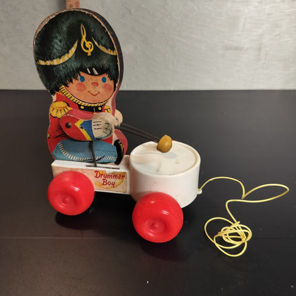 Vintage Fisher Price Wooden Drummer Boy Pull Toy